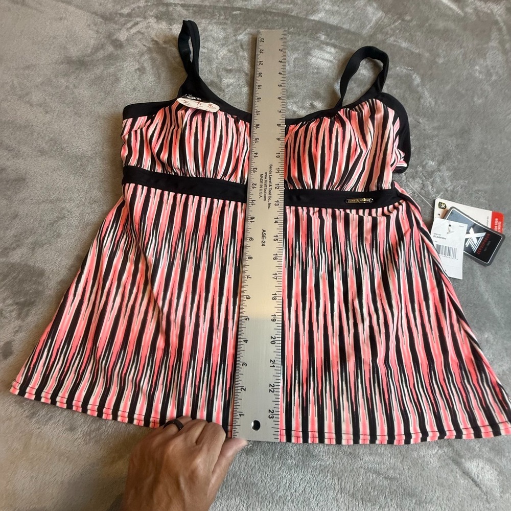 NWT ZeroXposur Starfish Tankini Top Size 16 Pink Black Striped Swim Top UPF 30+ - Picture 11 of 14